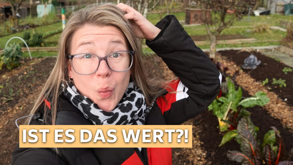 Kosten-Check im Gemüsegarten. Dies ist das Thumbnail für das Video auf Youtube, dass sich mit dem Kosten-Check im Gemüsegarten beschäftigt und Spar-Tipps aufzeigt